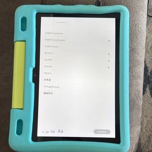 Kids Kindle Fire Tablet with Aqua and Lime Protective Case - Durable Kids Cover